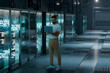 © Rendara Studio - IT specialist man working with laptop inside 3D server facility
