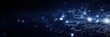 © SKIMP Art - dark blue background with white futuristic technology elements and hexagons for web banner abstract digital wallpaper design with copy space area with a circuit board and code lines Generative AI