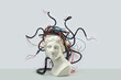 © Yaroslav Danylchenko/Stocksy - Cyber statue - marble bust with AI wires