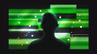 © Ivan Haidutski/Stocksy - Human silhouette facing green digital data flow