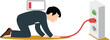 © Shilpi - Exhausted Businessman Crawling to an Electrical Outlet with a Low Battery Icon, Concept of Professional Burnout, Extreme Fatigue, Workplace Stress, and the Need for Mental Recharge Vector Illustration