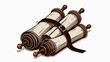 © Juliansyah - Realistic Ancient Torah Scroll Vector Illustration of Three Rolled Parchment Manuscripts Bundled with Leather Strap for Jewish Religious Design and Historical Scripture Background