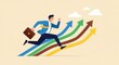 © Bayu Tri Nugroho - Businessman in Suit Running Upward Arrows Representing Growth and Success in a Dynamic Corporate Environment Stock Photo