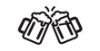 © TAJRIHAN - Black and white icon representing two frothy beer mugs clinking together in a joyful celebration toast