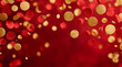 © aboutnuylove - Golden confetti on a red background. Festive abstract background.
