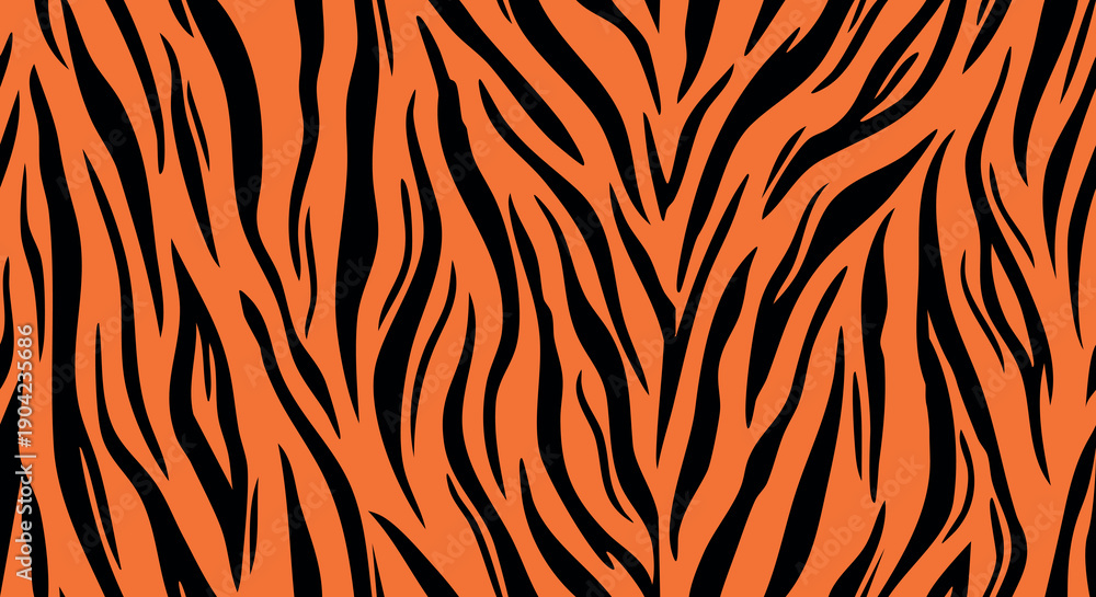 Seamless bold orange and black tiger stripe pattern with dynamic ...
