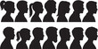 © Masud - Vector silhouette of set of profile face of different people