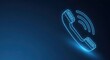© Moon Guy - Glowing blue neon telephone handset outline with digital signal waves on a dark background, symbolizing communication and connectivity