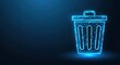 © Moon Guy - Glowing blue trash bin icon in a digital network, representing data deletion and cleanup operations.