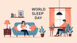 © keripik - A woman cuddles a plush dog on a sofa while a man works on a laptop