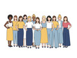© Lina - Diverse group of women standing together depicted in a simple illustrative style
