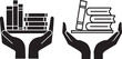 © Amir - Two hands holding books vector illustrations, depicting knowledge, learning, education and support