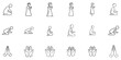 © Ramdani - Collection of icons depicting prayer and worship, showing human figures in various kneeling and standing poses
