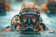 © beast01 - Marine instructor teaches swimming skills with gear in training session at military facility