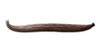 © Ubud - A transparent background highlights a single, curved, dark brown vanilla bean against a clean, transparent background.
