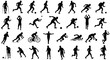 © Jose - Vector silhouettes of people engaging in various sports and fitness activities from a dynamic viewpoint
