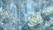 © reiyu - 青白い光に満ちた幻想的な聖域と白薔薇