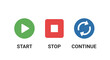 © Christopher - Round-up of circular arrow icons depicting the concepts of start, stop, and continue operations for user interfaces