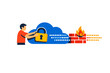 © Alan - Person secures data in cloud while managing firewall and fire protection measures during cybersecurity activity