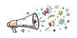 © RABBY - Vibrant megaphone broadcasting colorful geometric shapes into the air Vector