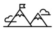 © muhammad - Mountain peak line icon with flag illustration, achievement goal success concept, adventure and challenge symbol in outline style