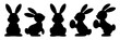 © A to Z Black & White - Rabbits silhouette set with cute bunny poses in flat black shapes, minimalist vector icons for Easter design, nursery decor, logo marks, stickers, and crafts