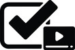 © Mainul - Checkmark icon with play button symbol indicating completion and video playback featuring verification, approval, media