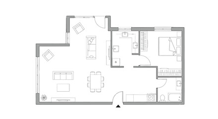 Naklejka na meble Detailed architectural floor plan of a modern residential unit.