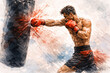 © OMG Snap - Combat Sports Training Boxer Hitting Punching Bag Illustration