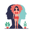 © PANGERANDESIGN - Illustration of a woman between two head profiles, with plants