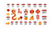© malika - Chinese New Year Icons: Dragon, Lanterns, Calendars, Firecrackers, Oranges