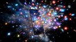 © SCHRÖDER - Social media icons exploding from smartphone.