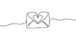 © ColdFire - Love letter envelope with a heart drawn in a single continuous black line, a minimalist and romantic illustration symbolizing affection, correspondence, and heartfelt messages