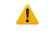 © MR CREATOR - Highly textured three dimensional yellow caution and warning sign featuring a prominent black exclamation mark symbol on transparent background
