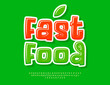 © Popskraft - Vector Advertising flyer Fast Food. Funny Green Font. Glossy Comic style Alphabet Letters and Numbers set.