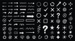 © Fahim - Large collection of hand drawn chalk symbols including arrows and checkmarks on a black background for design.