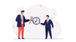 © Novan - Businessmen holding compass and divider, teamwork, strategy, guidance, vector illustration