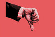 © iconic - A stylized hand displays a clear thumbs down gesture of disapproval.