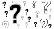 © Oksi - Hand drawn sketch question mark set featuring multiple styled symbols for inquiry and problem solving