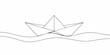 © Ratan - Simple line drawing of a paper boat floating on wavy water