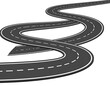 © Jani - Winding asphalt road with dashed lines, curving into the distance on a white backdrop, vector image