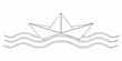 © Roni - Simple line drawing of a paper boat floating on wavy water