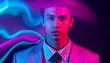 © Agus Ismanto - Confident Businessman with Neon Lights Effect.