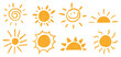 © Helena.K - Hand-drawn yellow sun doodles with playful marker strokes and various cute sun icons on transparent background
