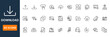 © Amna's Studio - download icon set, file transfer and data saving symbols, arrow down cloud download vector icons, modern UI download icons