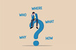 © Design gallery - Illustration of a person questioning fundamental aspects of inquiry with a question mark