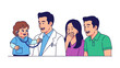 © Rokaiya - Dream Doctor: A child, costumed as a doctor, playfully examines a family, embodying dreams and health.