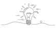 © supplement - Minimalist one-line drawing of a light bulb with decorative accents. None editable stroke