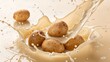 © Jani - potatoes breaking through creamy starchy liquid splash, soft beige tones, smooth heavy liquid motion