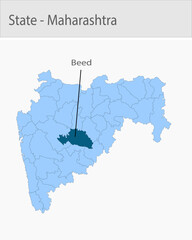  Beed-Maharastra_Map detailed map illustration graphic for educational reference, geographic visualization, design layouts, presentations, digital medi